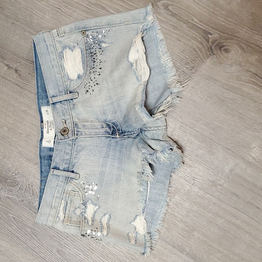 Abercrombie & Fitch distressed blue cotton denim Jean shorts size 26